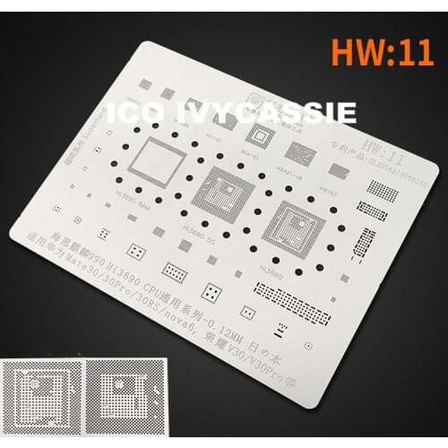 For Huawei Mate30Pro/Nova6/Glory V30Pro BGA Stencil Hi3690 CPU Hi6421/6363/6422 Reballi Solder Tin Plant Net Heat Template HW11