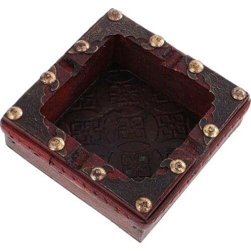 Vintage Wooden Ashtray Handcraft Smoke Cigar Cigarette Case Home Decoration #A