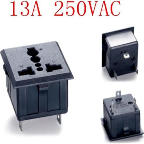 Embedded three-pin power socket three-hole card chassis cabinet DC-801 black three plug