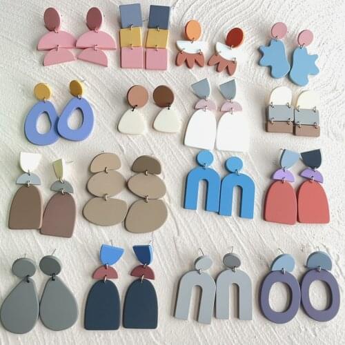 AOMU INS Retro Colorful Acrylic Dangle Earrings Irregular Geometric Round Trapezoidal Drop Earrings for Women Jewelry Gifts