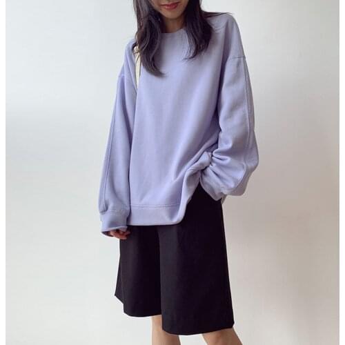 Women Solid color Sweatshirts Oversize Long Sleeve O-Neck Loose Pullovers Female Tops Spring Casual Sweatshirts