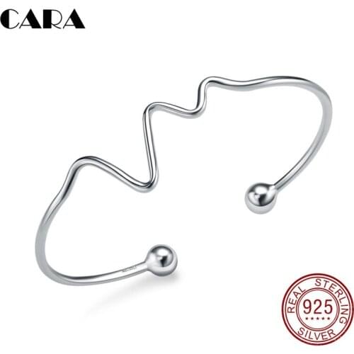 2019 New ladies 925 sterling silver bracelet & bangle simple curved line silver bangles fashion jewelry bracelet CARA0207