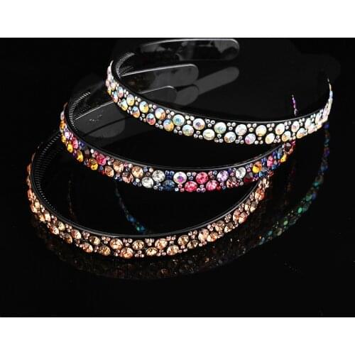 AWAYTR Colorful Girls Korean Fashion Crystal Hair Bands Hair Hoop Bezel Headband Shining Rhinestone Women Hair Accessories