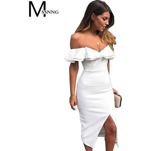 MSSNNG 2018 New Bandage Dress Celebrity Evening Party Dress Vestidos Sexy Strapless White black Club Women casual Dresses