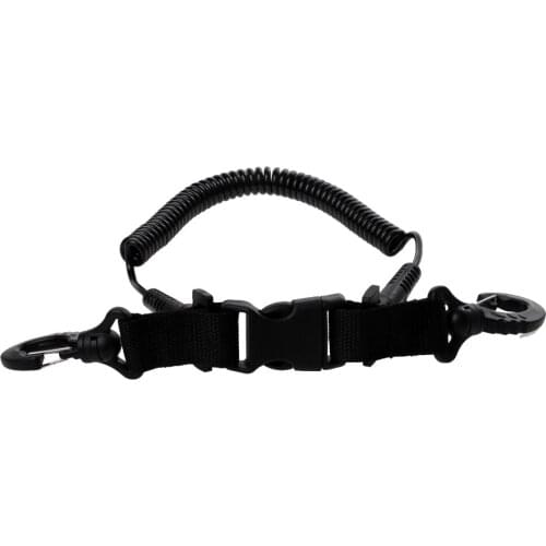 1 Pcs 25 cm Black Safe Dive Coil Lanyard with Quick Release Buckle Clip for Snap Scuba Diving Camera Camping Equipment