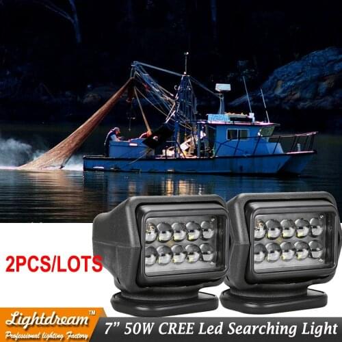 12V 24V Remote control LED Searchlight 50W Spotlight LED Work Light For TRUCK SUV BOAT MARINE driving light x2pcs free shipping