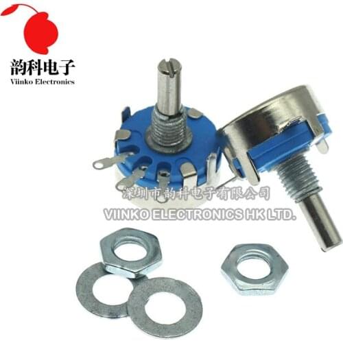 2pcs WH5-1A 220k ohm 3-Terminals Round Shaft Rotary Taper Carbon Potentiometer