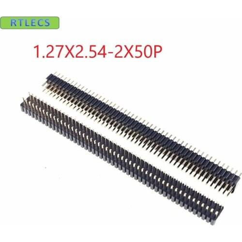 20pcs Pin header1.27mm pitch Dual row 2x50pin with 2.54mm space between two rows insulator 2.54mm heightRohs Gold plated