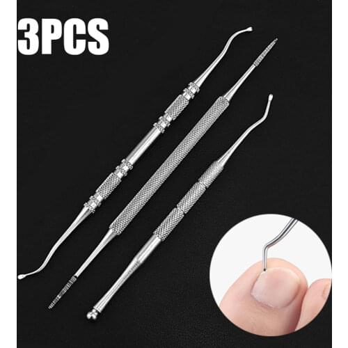 3PCS Ingrown Toe Correction Files Stainless Steel Double Ended Toe Nail Care File Manicure Pedicure Toenails Clean Tools