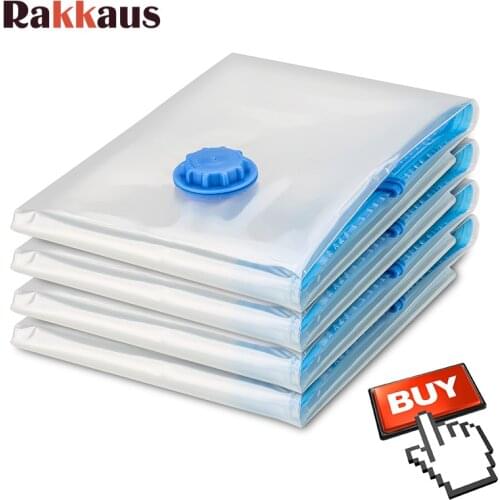 3Pcs Vacuum Bags For Clothes Storage Bag With Valve Transparent Border Foldable Compressed Organizer Space Saving Seal packet