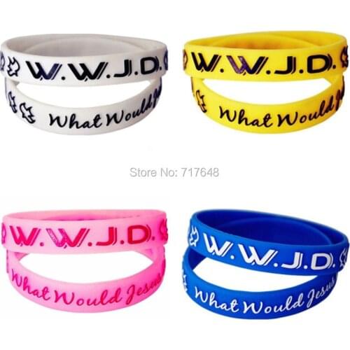400pcs Embossed WWJD wristband silicone bracelets free shipping by FEDEX