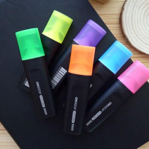 6 pcs Highlighter Fluorescent Color Marker Pen Text Separators With Invisible Ink Mildliner School Stationery Office Supply