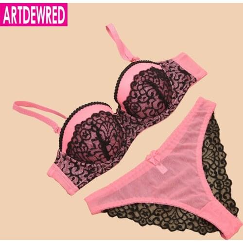 ARTDEWRED French high-end sexy Hollow out pants temptation lace bra set young women underwear set push up lade bra and panty set