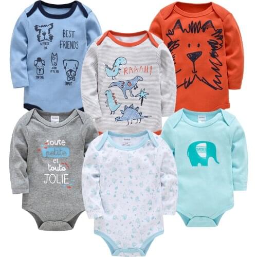Kavkas Baby Bodysuit 3/6pcs Long Sleeve Spring Autumn Boys Clothes Body bebe Cartoon Printing 0-24 months Newborn Girl Clothing