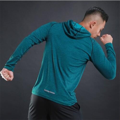 Quick Dry Compression Sport Shirts Mens Running t-Shirts Workout Hoodies Tight Fitness Gym Top Soccer Shirts Jersey Sportswear