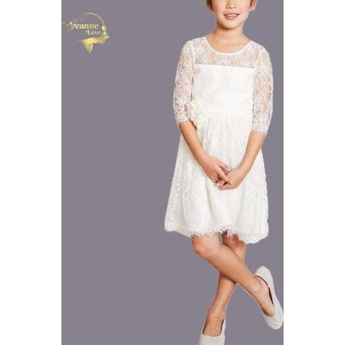 Children Baby Kids Clothing Princess Dresses Half Sleeves Jewel Knee Length Flower Waist Lace Designer Flower Girls Dresses