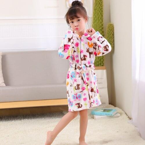 Baby Robe Cartoon Hoodies Girl Boys Sleepwear Good Quality Bath Towels Kids Soft Bathrobe Pajamas Fluffy Childrens Bathrobe