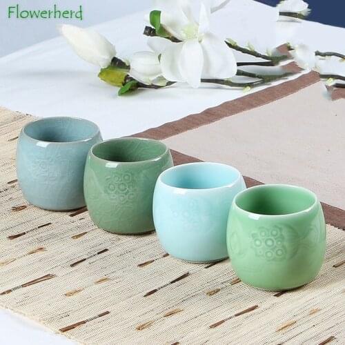 Ceramic Porcelain Tea Cup Teaware Large Kung Fu Tea Cup Set Celadon Handmade Household Water Cup