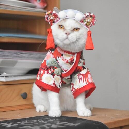 Cat Groom Kimono Pet Dog Japanese Style British Shorthair Birthday Hat Corgi Teddy Small Dog Clothes
