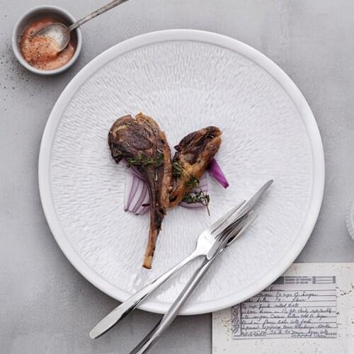 KINGLANG European Style Creative Ceramic Large Dish Light Luxury Restaurant Steak Plate Nordic White Home Dessert Plate