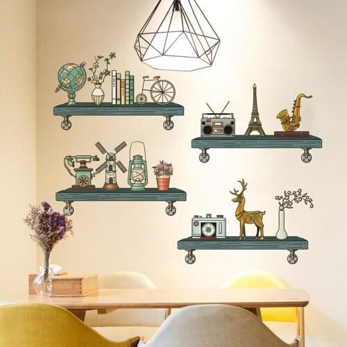 Creative Retro Shelf Wall Stickers for Restaurant Bedroom Living Room Decor Aesthetic Teen Room Dormitory Decor Poster