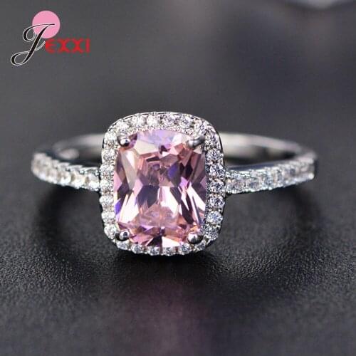 Square CZ Cubic Zircon Ring 925 Sterling Silver Jewelry for Women Engagement Wedding Accessories Classic Promise Bague