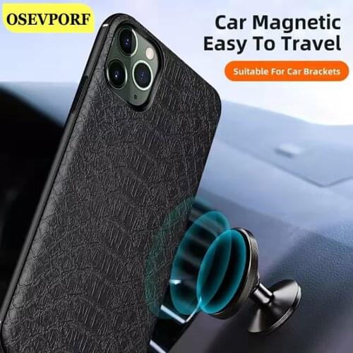 Crocodile Leather Magnetic Cases for iPhone 12 Mini 11 Pro Max Cover Car Magnet Funda Shell for iPhone 6S 6 7 8 Plus XR XS Max X