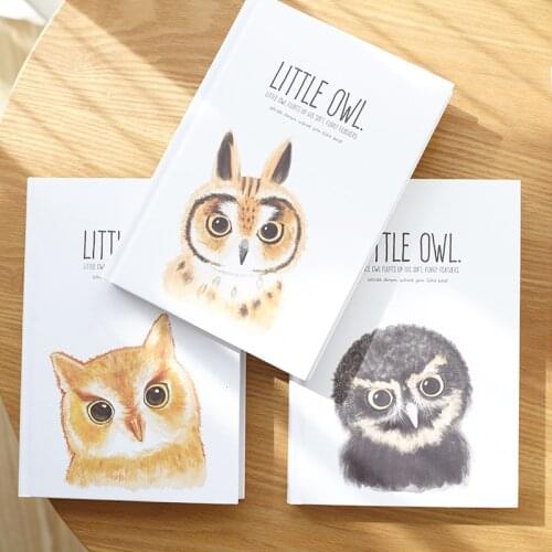 "Little Owl" Big Hard Cover Study Diary Cute Journal Beautiful Notebook Blank Papers Notepad kawaii diary