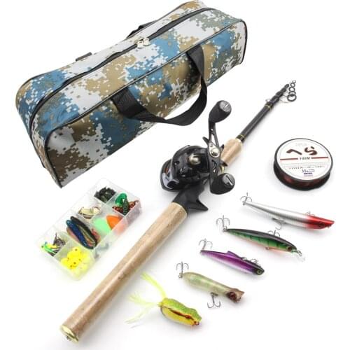 1 Set Telescopic Fishing Rod and Reel Combo Carbon Fiber Casting Feeder Ultralight Pole and 18+1BB 6:3:1 Baitcasting Reel Kits