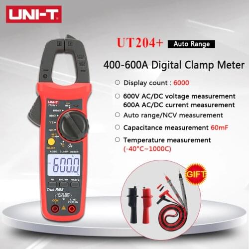 UNI-T UT204+ Clamp multimeter Temperature AC DC current voltage Resistance test digital Clamp multimeter Uni t