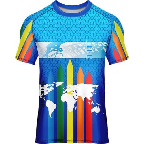 3D Men And Women U-neck Short Sleeve Sports Tops Stretch Breathable Quick-drying Letters Outdoor Fitness Sports Short Sleeves