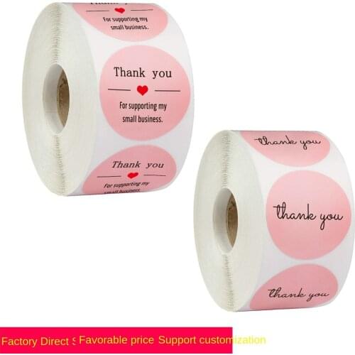 Pink thank you sticker in roll 500 Stickers / roll
