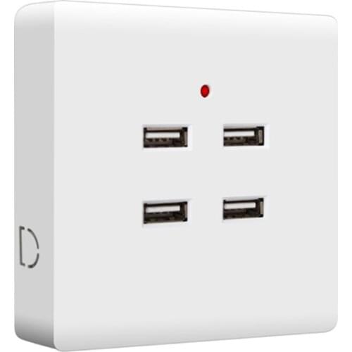 USB Electrical Socket Wall Mounting Charger Station Power Adapter Plug Outlet 110V-250V for Home Office Use 2/4 Ports