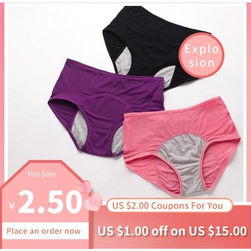 Leak Proof Menstrual Panties Physiological Pants Women Underwear Period Cotton Waterproof Briefs Plus Size Female Lingerie