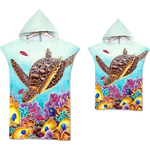 New Printed Sea turtle Microfiber Hoodied Bath Towels sand free Portable Beach Towel Swim Beach Surf Poncho Sport Towels