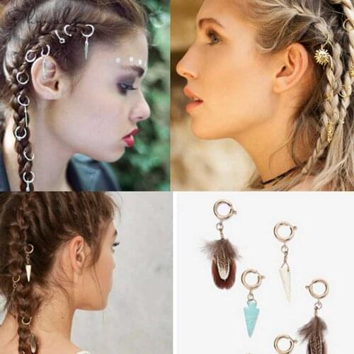 Hair Beads for Hair Braid Dreadlocks Silver Golden Hair Cuffs Clip Braid 5 Pcs/set African Twisted Braid Extension Accessaries