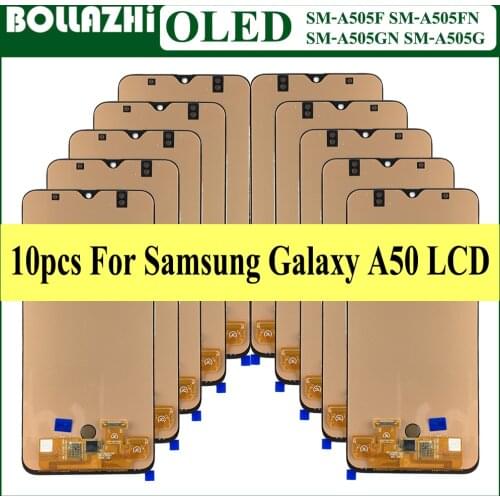 Wholesale 10 Piece 6.4" OLED For Samsung galaxy A50 2019 A505F/DS A505F A505FD A505A Touch Screen Digitizer Assembly with frame
