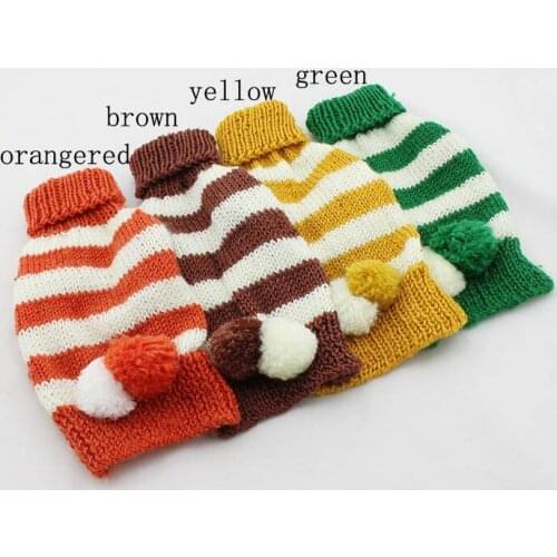 Autumn winter pet dog cat strip sweaters costume doggy warm soft hoodies clothes puppy knitted outwear clothing 1pcs XS-XL