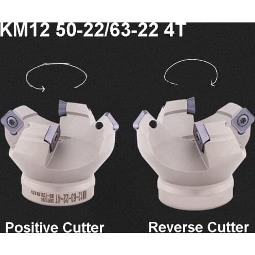 OYYU KM12 45 Degree Milling Cutter 4 Flutes SEKT1204 SEKT Inserts 50-22-4T 63-22-4T Positive Negative Mill Plate Steel Material