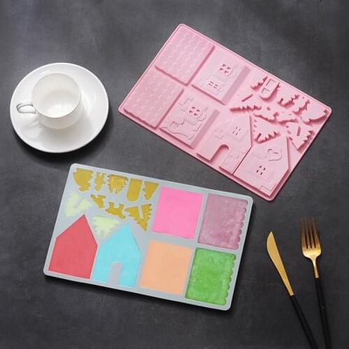 Hot Christmas Gingerbread House Silicone Mold Chocolate Cake Mold Baking Non-stick And Heat-resistant Kitchen Handmade Tools