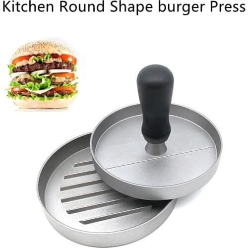 Hamburger Press Patty Maker Mold Tool Aluminum Hamburger Meat Press Beef Grill Kitchen Round Shape Burger Press