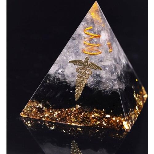 Natural Obsidian Energy Orgonite Pyramid With Crystal Reiki Chakra Orgone Collection Emf Protection Handmade