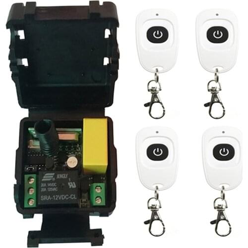 AC220V 1CH Mini Wireless RF Remote Control Light Switch 10A Relay Output Radio Receiver +White 1 Button Controllers Transmitter