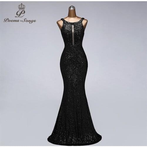 Real photos Sexy bust style Sequin evening dress vestido de festa prom gowns vestidos elegante party night dress robe de soiree