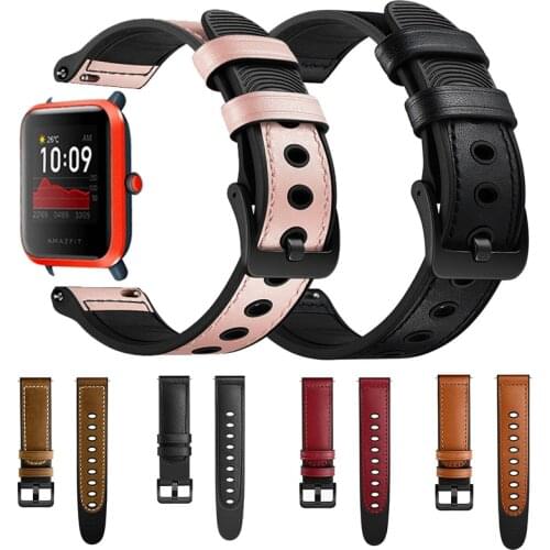 Genuine Leather Strap For Huami Amazfit GTR 2 47mm 42mm Bracelet Belt Band for Amazfit Stratos 3 GTS 2 Bip S 20mm 22mm Watchband
