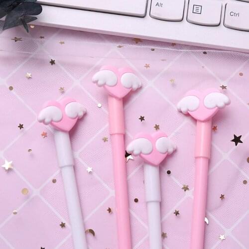 Romantic Pink Heart Gel Pen Roller Pen Stationery School Office Supply Kids Student Gift Black Ink 0.5mm G9-25