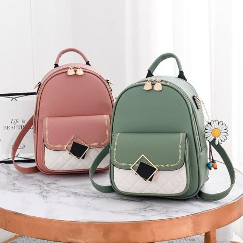 2021 New Fashion Backpack Women Solid Color Small Backpack Girl Cute Casual PU Leather Backpack Female Bagpack Birthday Gift