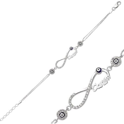 Tevuli 925 Sterling Silver Infinity Dearie Womens Bracelet