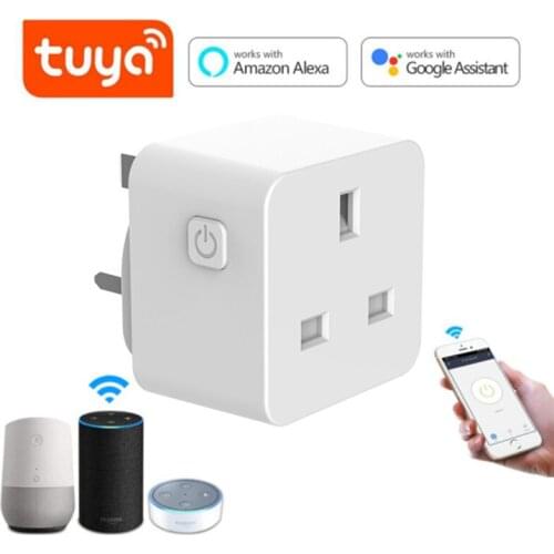 WiFi Smart Plug Outlet Wireless Power Socket Tuya Smart Life/App Remote Control Work with Alexa Google Home No Hub Required UK