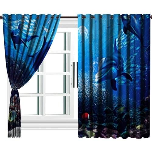 Curtain Exquisite Underwater World Dolphin Coral 3D Seascape Curtain Living Room Bedroom Beautiful Practical Shade Curtains